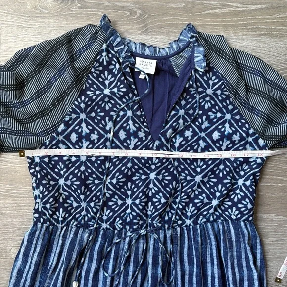 HEMANT AND NANDITA Long Sleeve Short Dress in Indigo Small - Picture 11 of 13